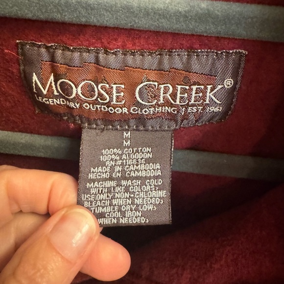 MOOSE CREEK Heavy Weight Flannel Shirt  Men's Med Shacket Jacket Burgundy EUC - Picture 10 of 12